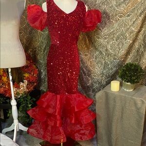 Elegant Red Sequin Prom Dress